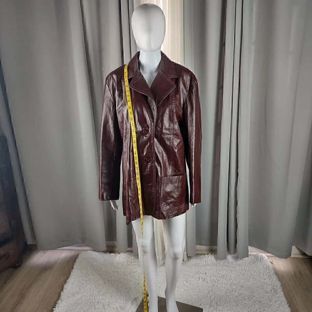 General Leather Women's Two Button Chocolate Leather Coat Jacket Size 24.5 - Picture 3 of 13